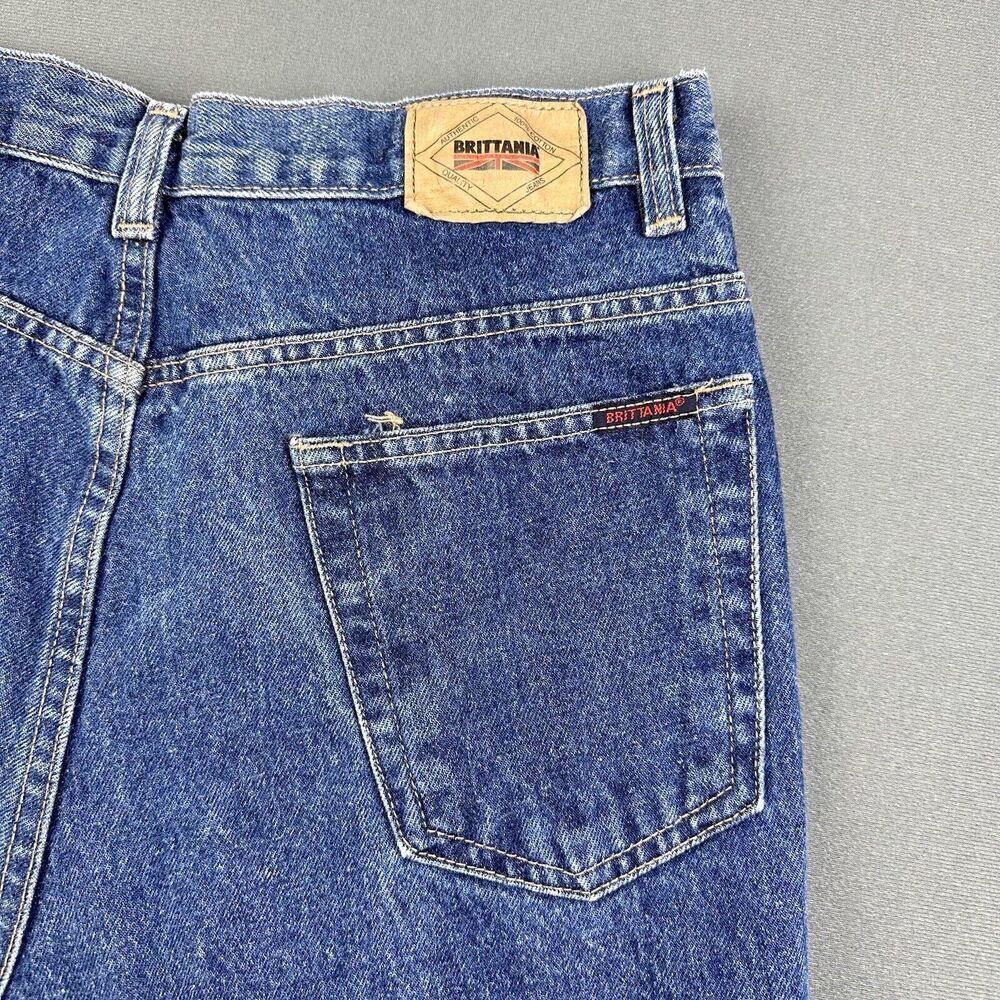 Vintage Brittania Cut Off Jean Shorts Jorts Womens 34 Blue High Rise Button Fly* - Picture 7 of 13